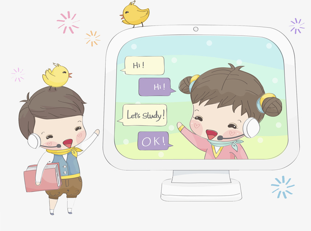 关键词 : 卡通,彩色,手绘,壁纸,封面,商务,插图,男孩,女孩,视频聊天