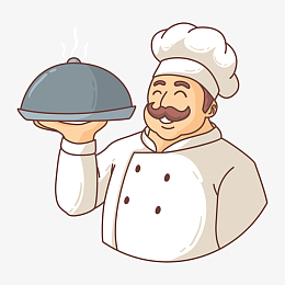 灰色手绘厨师美食元素