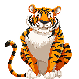 黄色圆弧老虎卡通插画