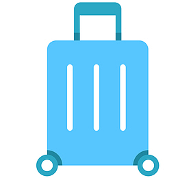 蓝色扁平化行李箱元素