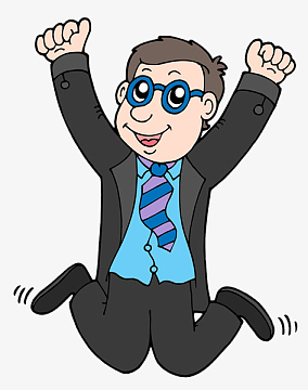 职场商务手绘人物激动跳起图片