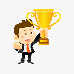 卡通拿着奖杯的男人免抠图