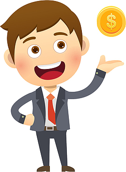 手绘托着金币的男人免抠图