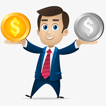 卡通创意拿着金币的商务人士