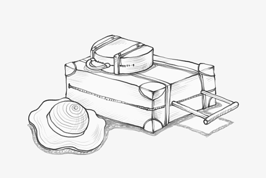 黑白素描的行李箱png手绘拉杆箱矢量图下载aipng旅游的小女孩png手绘