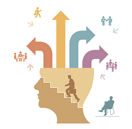 卡通大脑上的箭头免抠图