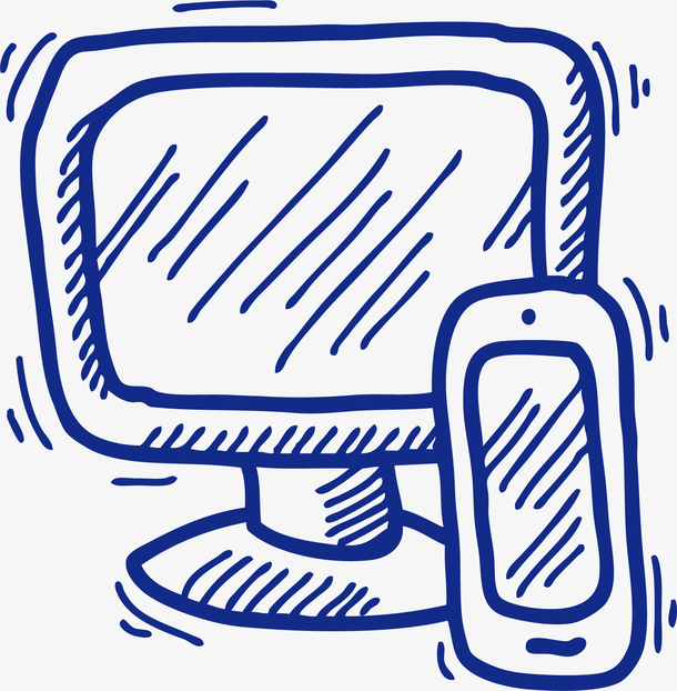 蓝色手绘电脑手机