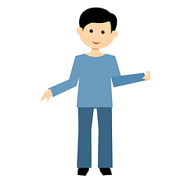 蓝色衣服男士扁平矢量人物插图