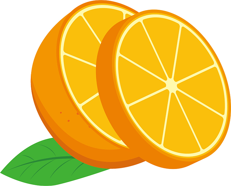 矢量图切成圆柱形的橙子