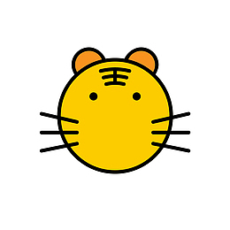 黄色手绘圆弧老虎元素