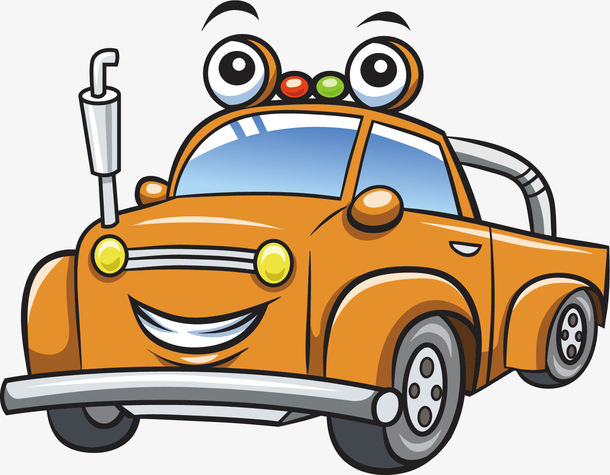 矢量图黄色卡通车