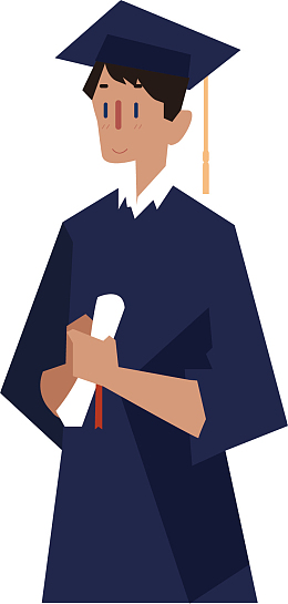 矢量图穿着博士服的男子