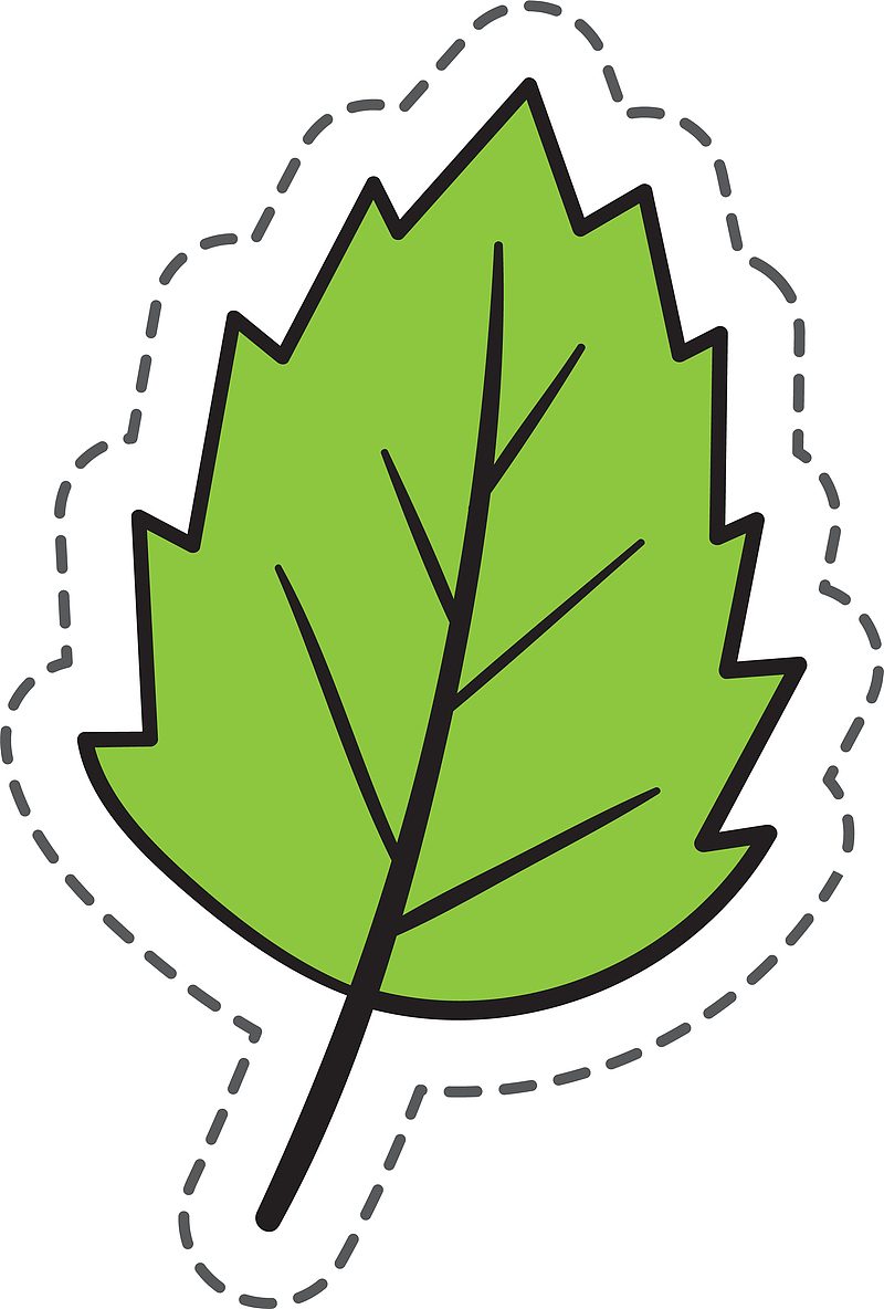 绿色树叶植物纹理锯齿卡通贴纸