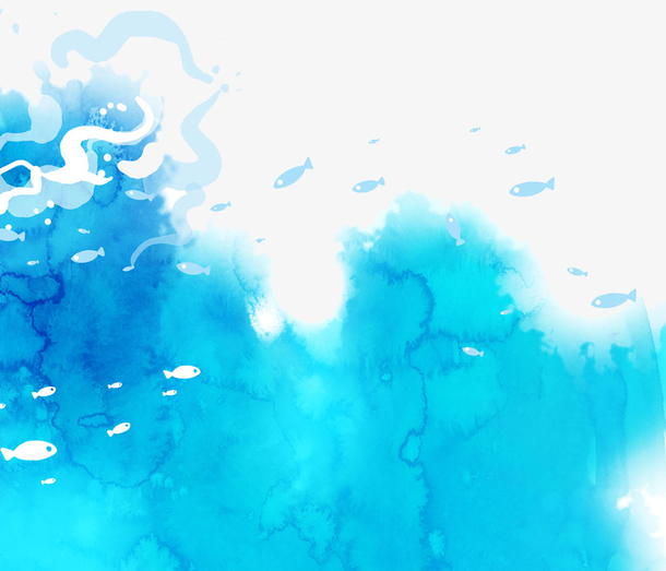 蓝色创意渐变海洋生物元素