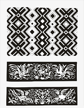 黑白苗族元素花纹扑克牌背面png绿萝卜苗卡通简笔画aipng可爱卡通蔬菜