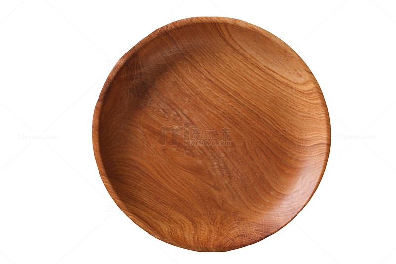 深棕色木质纹理凹陷的圆木盘实物