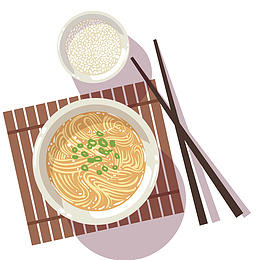彩色扁平化吃面元素