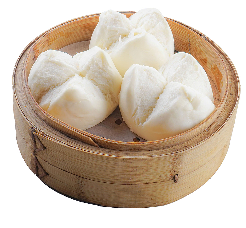 灰色蒸馒头美食实物