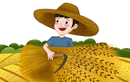 彩色创意秋收卡通插画