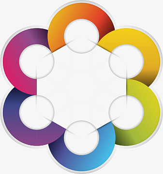 多彩简约圆圈六边形边框纹理