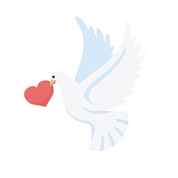 白色爱情飞翔的鸽子卡通插画