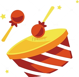 手绘彩色马戏团游乐场手鼓矢量素