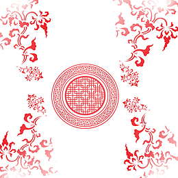 红色古风暗纹免扣素材