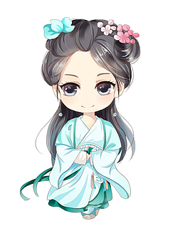 古风卡通长发可爱小女孩