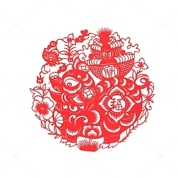水彩小猪剪纸