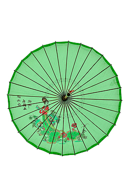绿色工笔画油纸伞