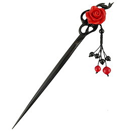 古风发饰之大红花簪子