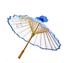 蓝边油纸伞