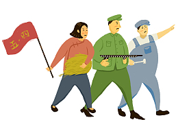 手绘复古风人物插画五四青年