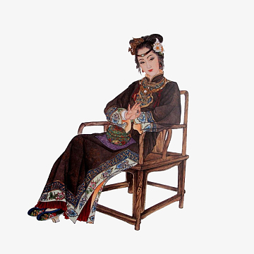 手绘清装红楼梦人物插画王熙凤免