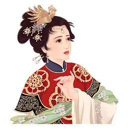 手绘中国风工笔红楼梦美女插画免