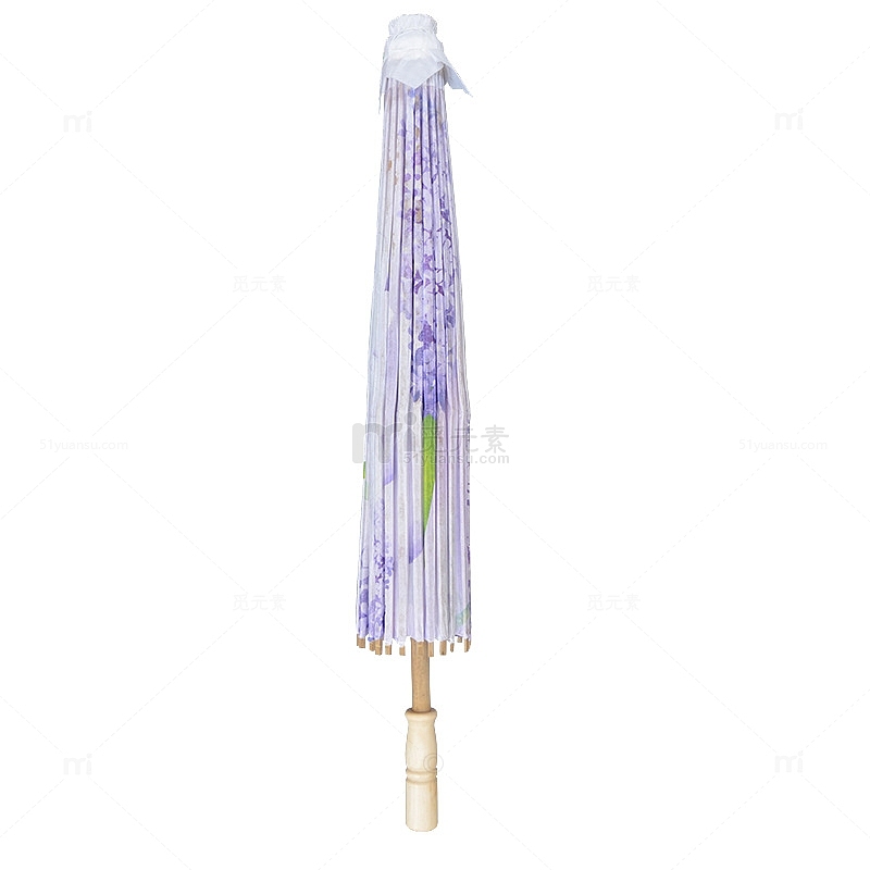 紫色花朵古韵水墨伞