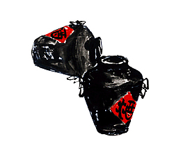 黑色手绘涂鸦酒坛