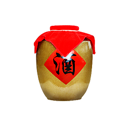 黄色手绘矢量酒坛