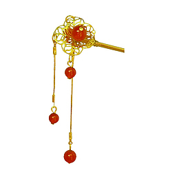 金色镂空红宝石发簪