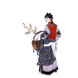 手绘红楼梦插画晴雯补孔雀裘免抠