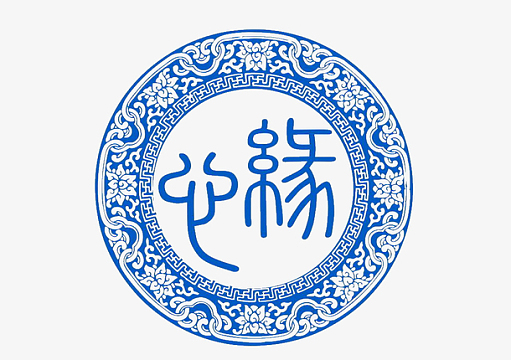 蓝色青花瓷图案png