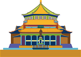 手绘古风城楼矢量图