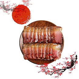 古风水墨切好的腊肉装饰
