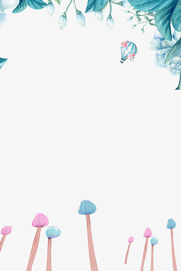 春季手绘卡通植物边框免抠素材免费下载_觅元素51yuansu.com