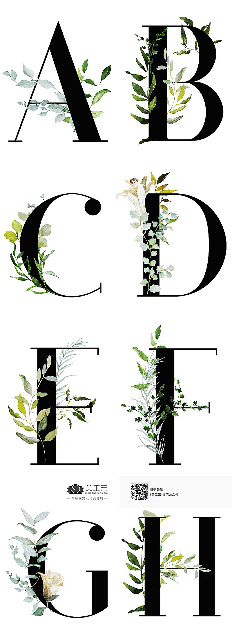创意绿植装饰字母图