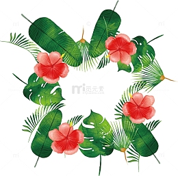 矢量水彩夏日植物花卉