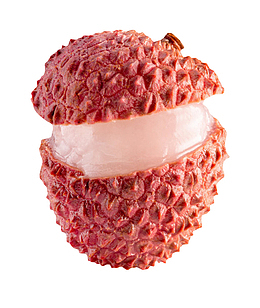 红色剥开外壳的荔枝实物