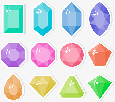 12款彩色宝石贴纸矢量素材