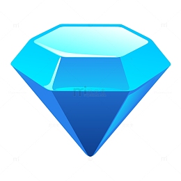 矢量手绘扁平蓝色钻石