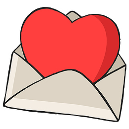 信封里的爱心手绘图